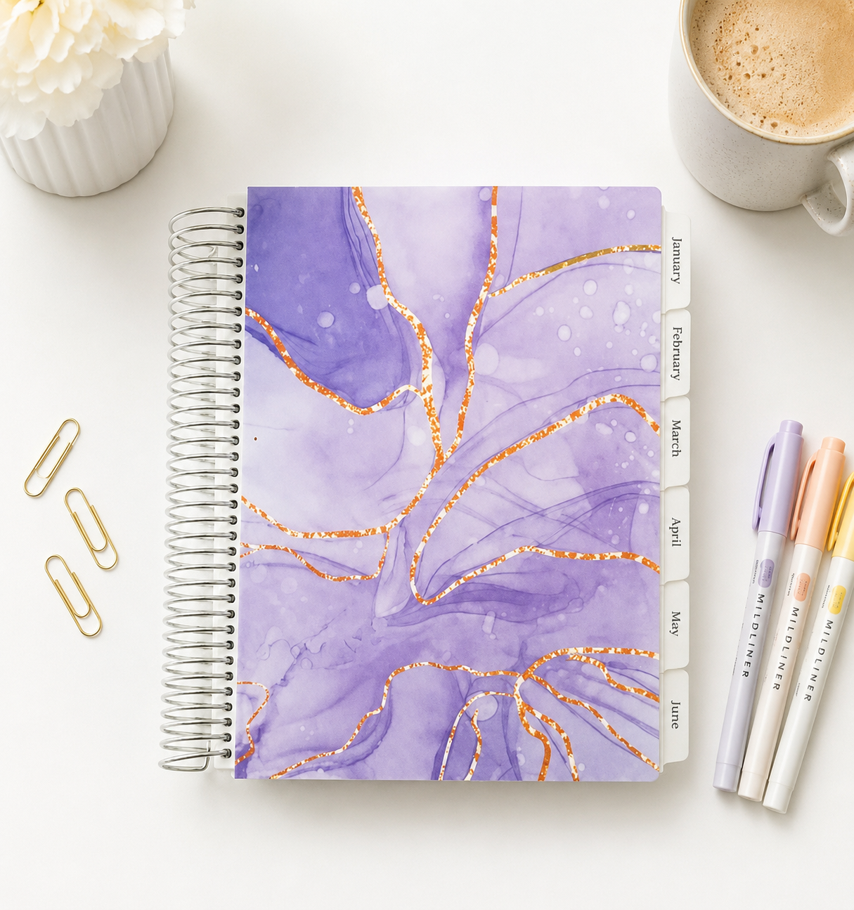 Vertical Focus Planner: Purple and Gold