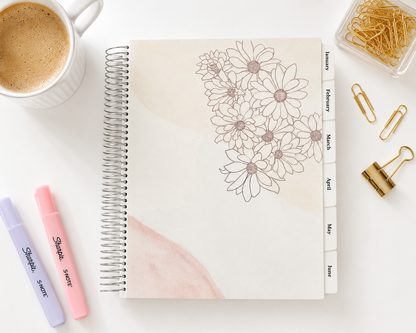 Vertical Focus Planner: Neutral Flowers