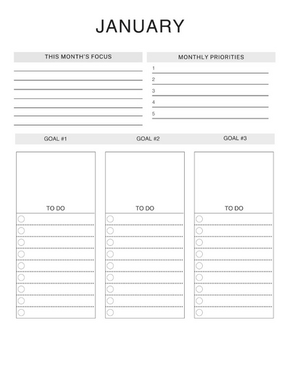 Horizontal Focus Planner: Neutral Flowers