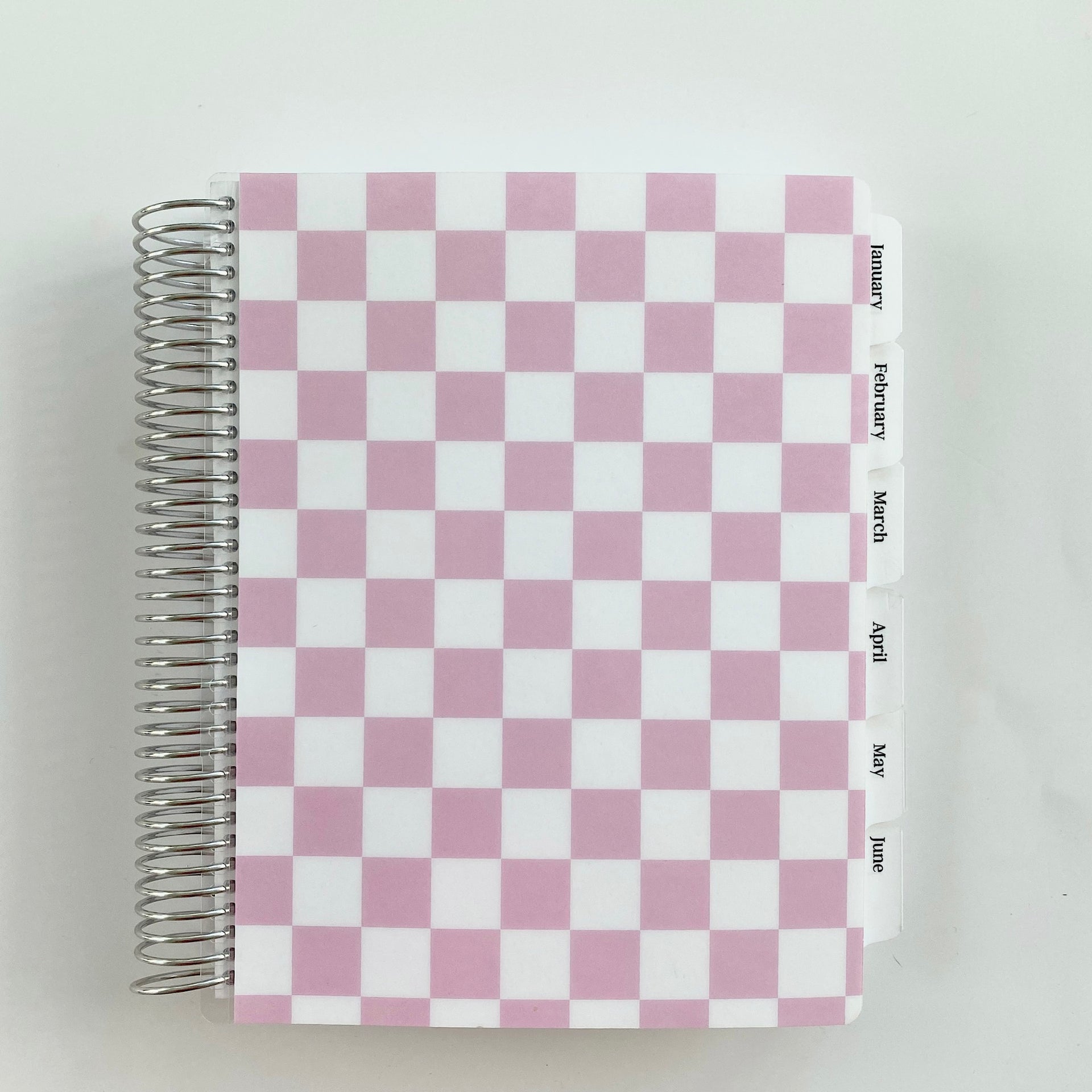 Jazzy Pink Checkered Planner Agenda - White - Savvy Blake LLC