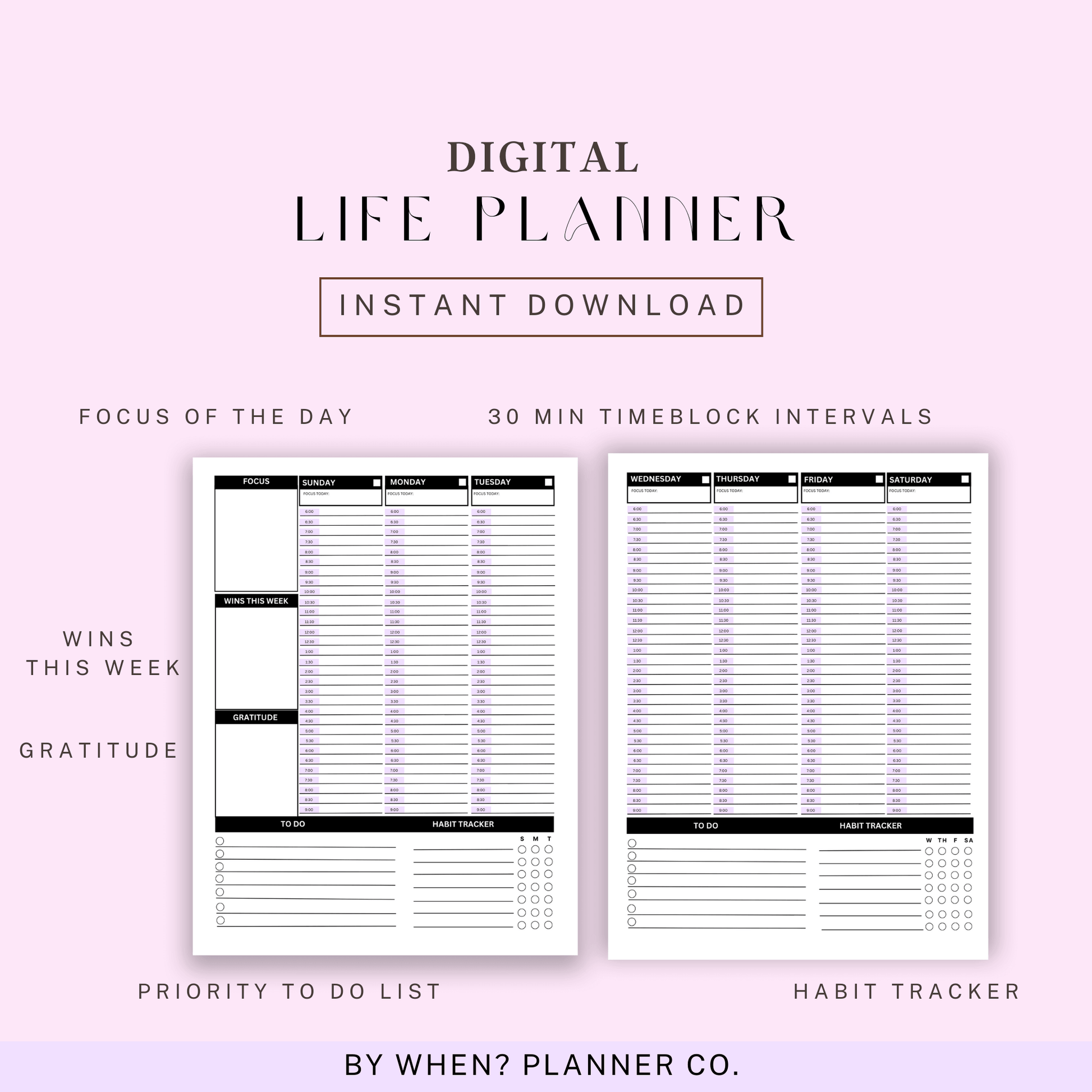 Daily Life Planner Digital Download