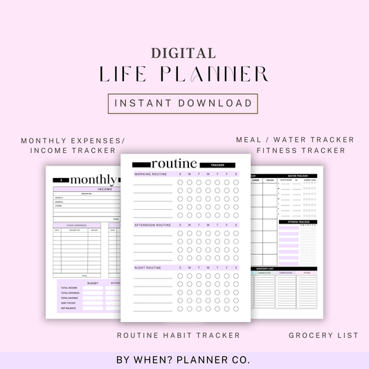 Daily Life Planner Digital Download: October 2023-September 2024 - By When? Planner Co.